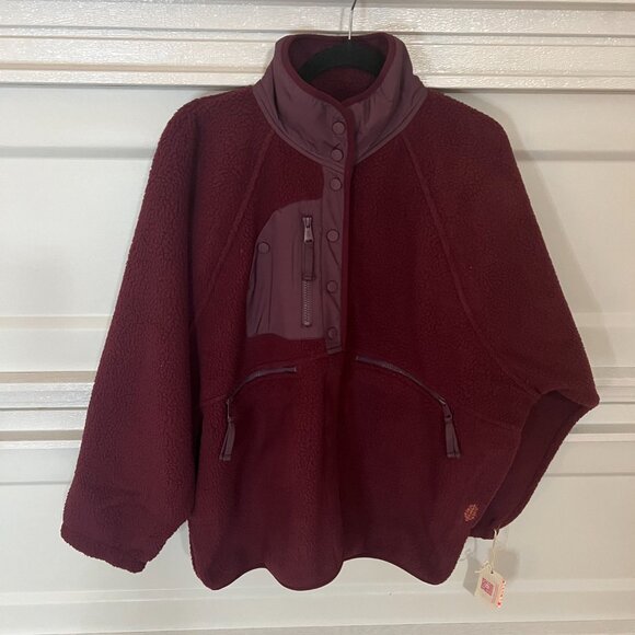 Free People X Hatch Hit the Slopes Pullover Jacket | Dark Red Burgundy - Picture 7 of 14